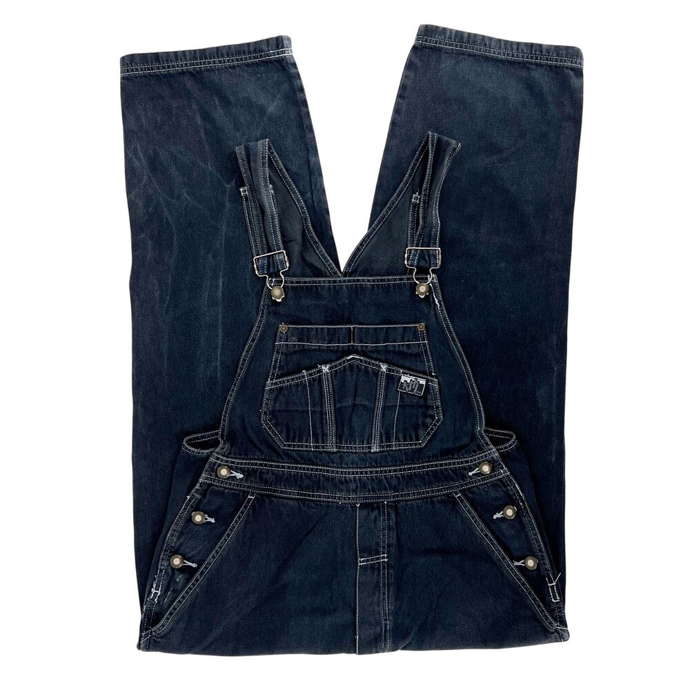 90s black denim overalls Bugle Boy 1990s vintage